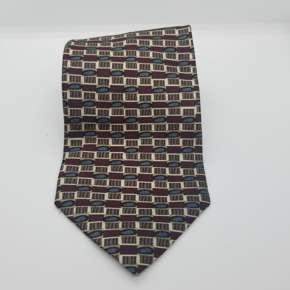 Louis Feraud abstract check print silk tie - Picture 1 of 4